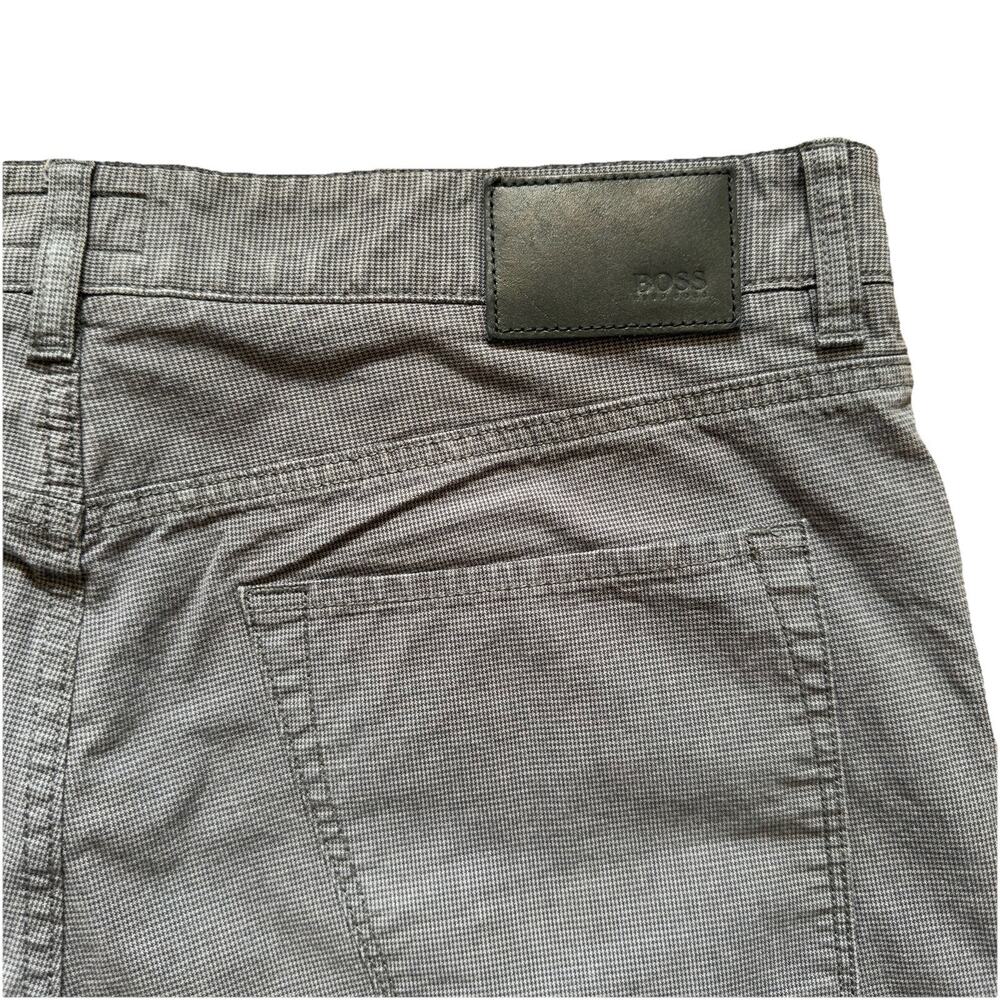 Hugo Boss Maine-10 Regular Fit Grey Micro-Pattern Stretch Pants Mens 36x34